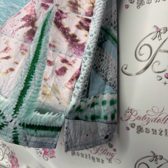 Model France beach scene tshirt starfish ocean bling diamond details sparkly y2k - Picture 8 of 15